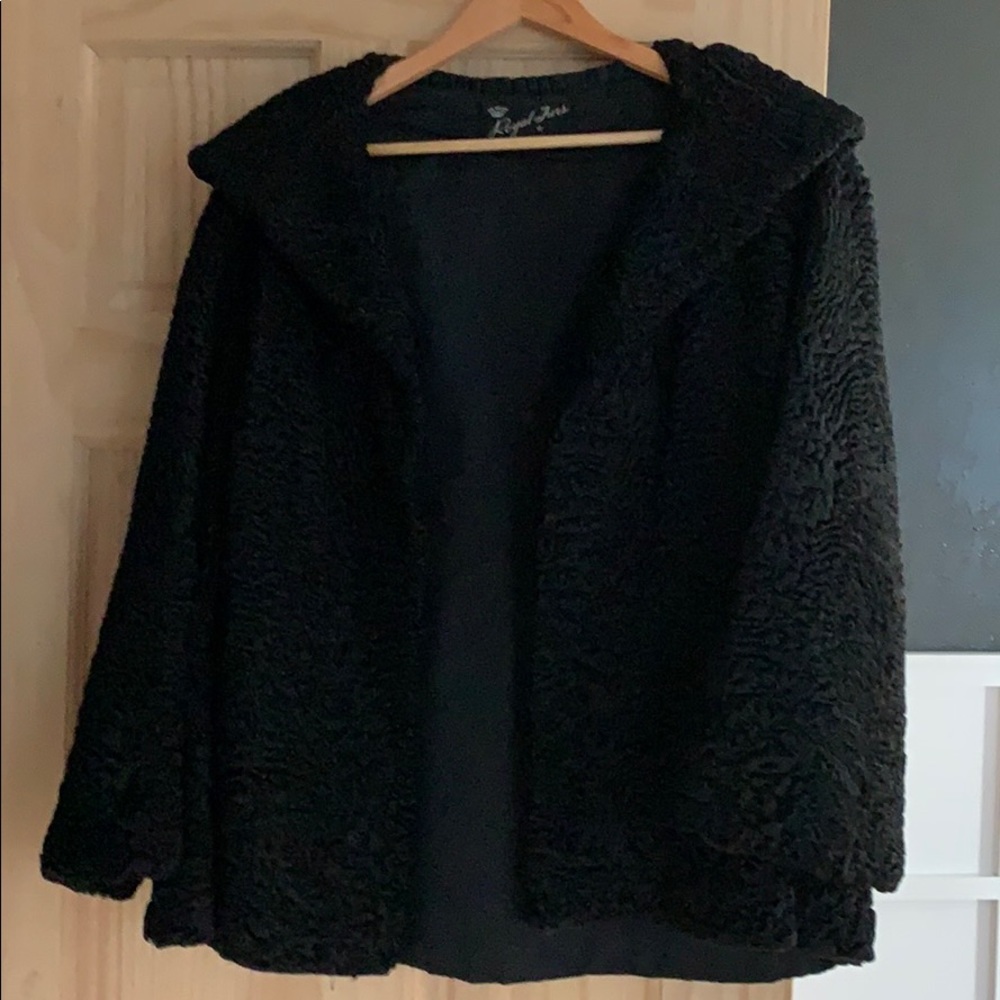 Antique Royal Furs Dress Coat Black Lamb Skin